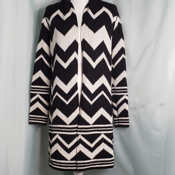 Chico's Sweaters - Chico's Black & White Striped Cardigan